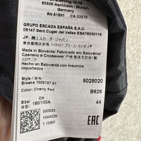 Escada Long Line Blazer Jacket Women's 44 Cherry Red Wool Single Button Pockets - Picture 8 of 11